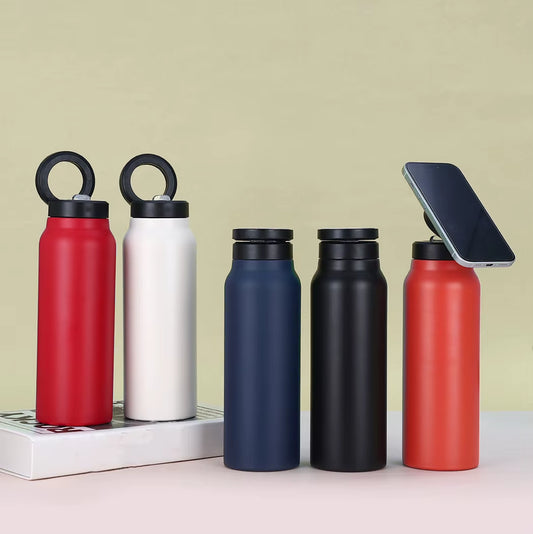 Stainless Steel Water Bottle with Magnetic Cell Phone Holder