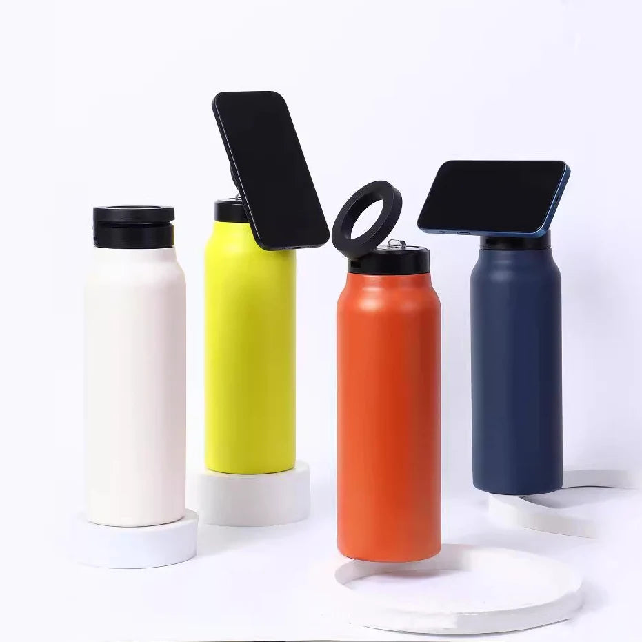 Stainless Steel Water Bottle with Magnetic Cell Phone Holder